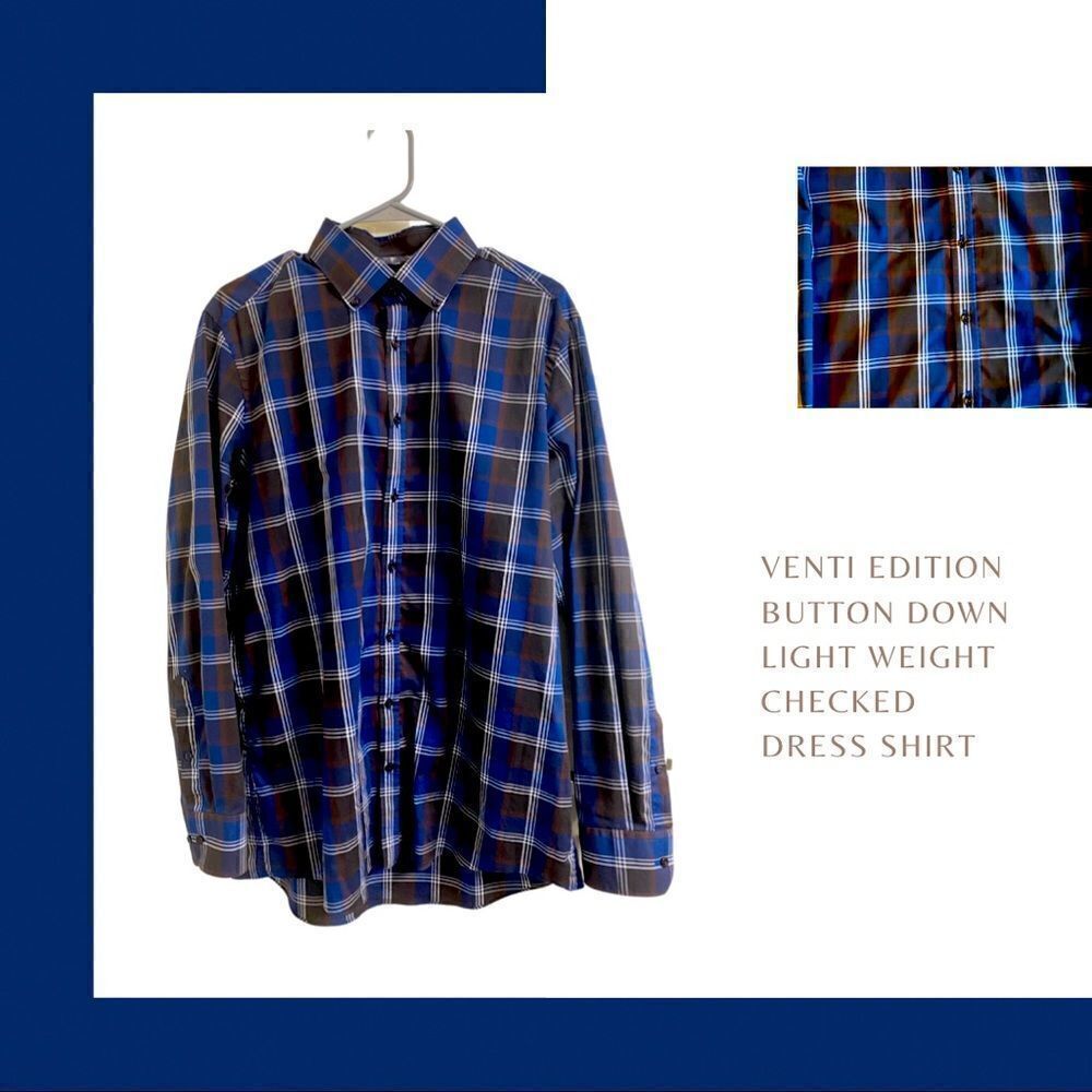 💼Men’s Button Down, Venti Edition, Large Check, Like New